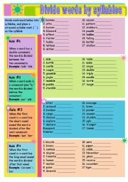 English Worksheet: Divide words by syllables rules and exercises