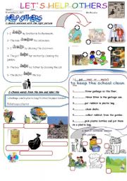 English Worksheet: HELP OTJHERS AND HOW TO KEEP SCHOOL CLEAN