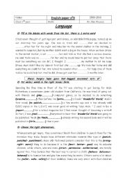 English Worksheet: Test n 5 for 1st year secondary school pupils.A Tunisian exam