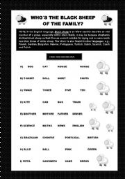 English Worksheet: Whos the black sheep of the family? 