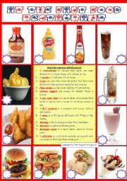 English Worksheet: FOOD: AT THE FAST FOOD RESTAURANT