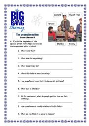 English Worksheet: The big bang theory - The peanut reaction s01 e16