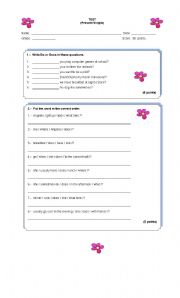 English worksheet: Simple Present Test