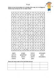 English Worksheet: FRUIT WORDSEARCH