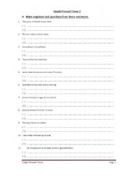 English Worksheet: Present Simple Tense