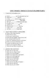 English worksheet: UNIT 5 MAKE UP/ FACE 2 FACE ELEMENTARY