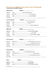 English Worksheet: Do you have your verb tenses under control?