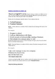 English worksheet: Nominal and Verbal Sentences