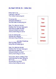 English worksheet: My Heart Will Go On Lyrics Worksheet