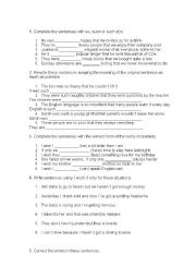 English Worksheet: SO/SUCH   I WISH/IF ONLY   UNLESS