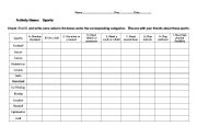 English worksheet: Sports