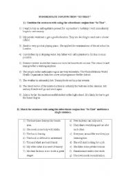 English worksheet: SUBORDINATE CONJUNCTION SO THAT