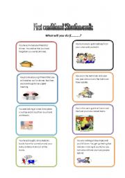 English Worksheet: First conditional situation cards