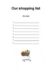 English worksheet: Shopping list