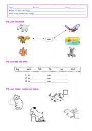 English Worksheet: I can swim