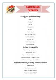 English Worksheet: Expressing opinions / Giving your opinion