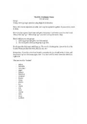 English worksheet: ESL Dictionary Practice 