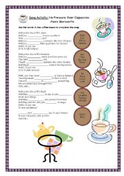 English Worksheet: Song Activity: No Pressure Over Cappuccino - Alanis Morissette