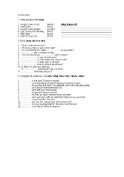 English Worksheet: WH-QUESTIONS EXERCISES