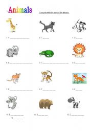 English worksheet: animals