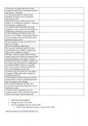 English Worksheet: Order and tense