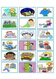 English Worksheet: Present Continuous - memory game
