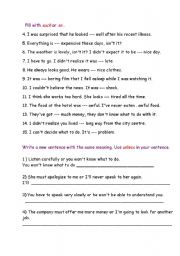 English Worksheet: conjunctions : such / so /unless 