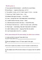 English Worksheet: conjunctions : such / so /unless 