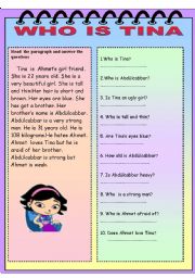 English Worksheet: Who is Tina