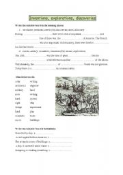English Worksheet: discoveries, explorations, inventions