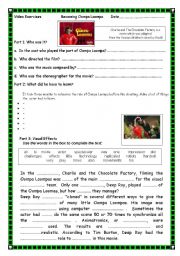 English Worksheet: Video Exercise: Charlie and the Chocolate Factory  (Bonus Feature)