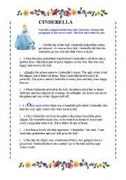 English Worksheet: CINDERELLA-NUMBERING THE PARAGRAPHS