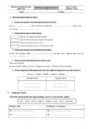 English Worksheet: mid term test n3 tunisian 1st formers 