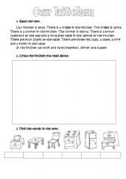 English worksheet: Our kitchen