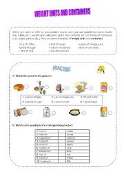 English Worksheet: Weight Units and Containers Worksheet