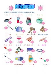 English Worksheet: in the kitchen