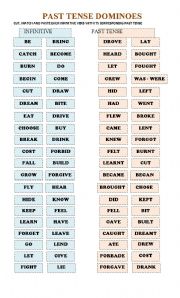 Past Tense Dominoes - Part I