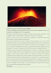 English Worksheet: the Iceland volcano