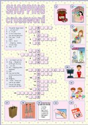 English Worksheet: SHOPPING CROSSWORD