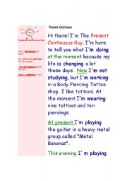 English Worksheet: continuous guy