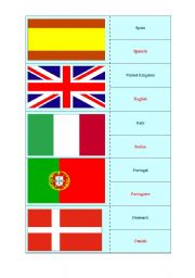 English worksheet: European flags