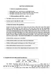 English Worksheet: native americans