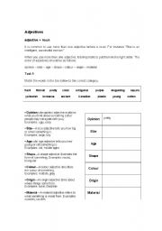 English Worksheet: Adjectives order