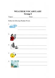 English Worksheet: Weather Vocabulary