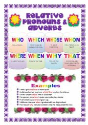 English Worksheet: RELATIVE PRONOUNS & ADVERBS