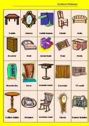 English Worksheet: Furniture Pictionary