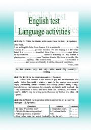 English Worksheet: english test(language)