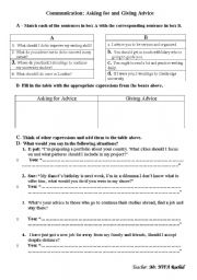 English Worksheet: expressing advice