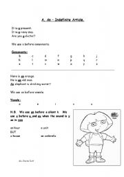 English worksheet: The Indefinite article