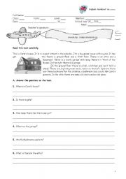 English Worksheet: The house - reading comprehension